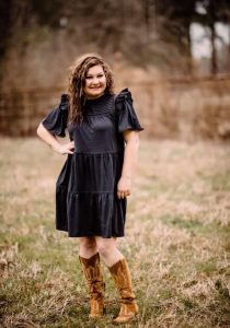 The McKinney Dress by Good Hart, worn with cowboy boots